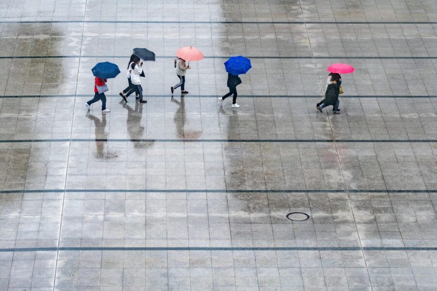 rain, people, umbrellas, wet, weather, nature, thunderstorm
