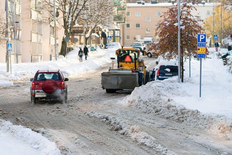 plough, street, winter, snow, cold, cars, covered, snowplow, plow, snow plow, road, removal, weather, vehicle, snow removal, snowfall, traffic, season, outdoors, after storm, way, danger, red, sign, nature, city, cleaning, warning, sweden, stockholm, europe, scandinavia