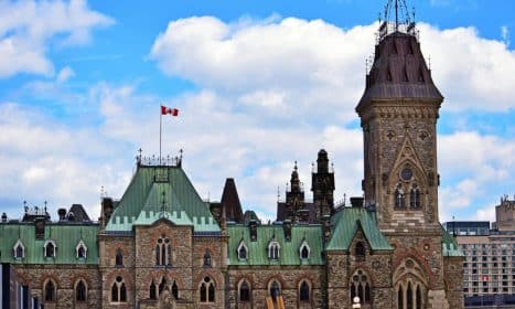 The iconic Parliament Hill with its Gothic architecture in Ottawa, Canada.