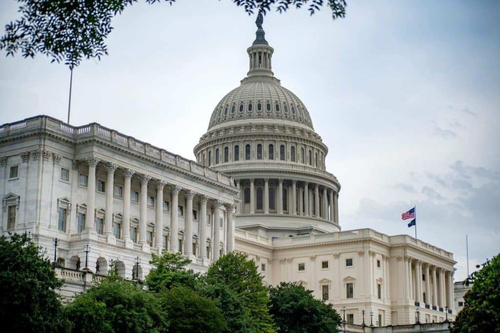 A scenic view of the iconic US Capitol Building symbolizing American democracy in Washington DC.