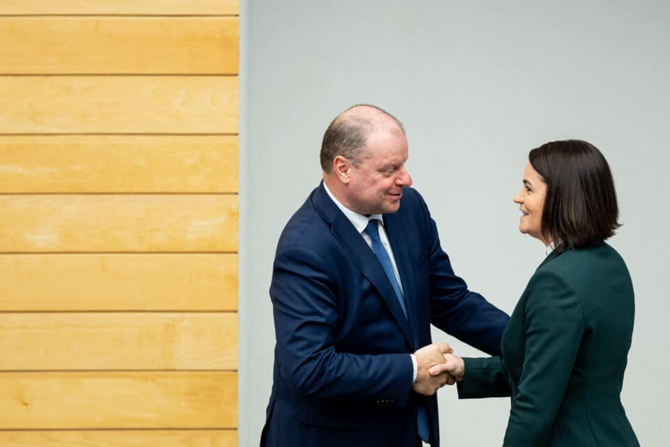 Saulius Skvernelis, Sviatlana Cichanouskaja. ELTA / Žygimantas Gedvila