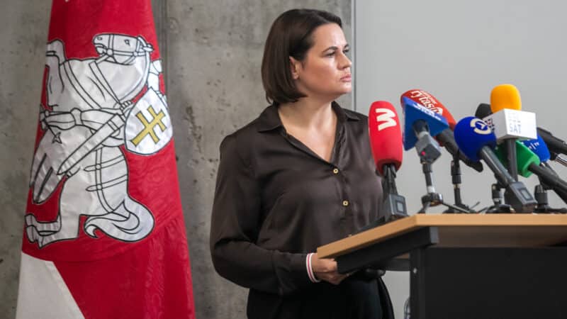 Cichanouskaja siunčia aiškią žinią: sankcijų švelninimas Baltarusijai tik padidintų šantažą regione