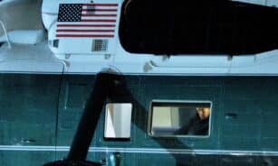 Trumpo delegacijos lėktuvas. EPA-ELTA