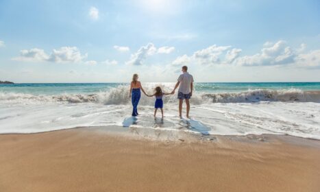 beach, family, fun, leisure, ocean, relaxation, sand, sea, seashore, sky, nature, summer, sunny, vacation, water, wave, parenthood, parents, child