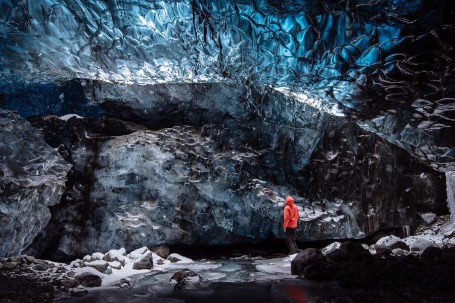 glacier, ice cave, iceland, adventure, cave, cold, ice, outdoors, person, scenic, frozen, caving, spelunk, spelunking, winter clothing, iceland, iceland, cave, cave, cave, cave, cave