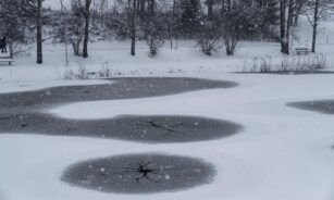 winter, snow, water, lake, frost, frozen ice cream, danger, dangerous, burglary, idyll, cold, snowfall