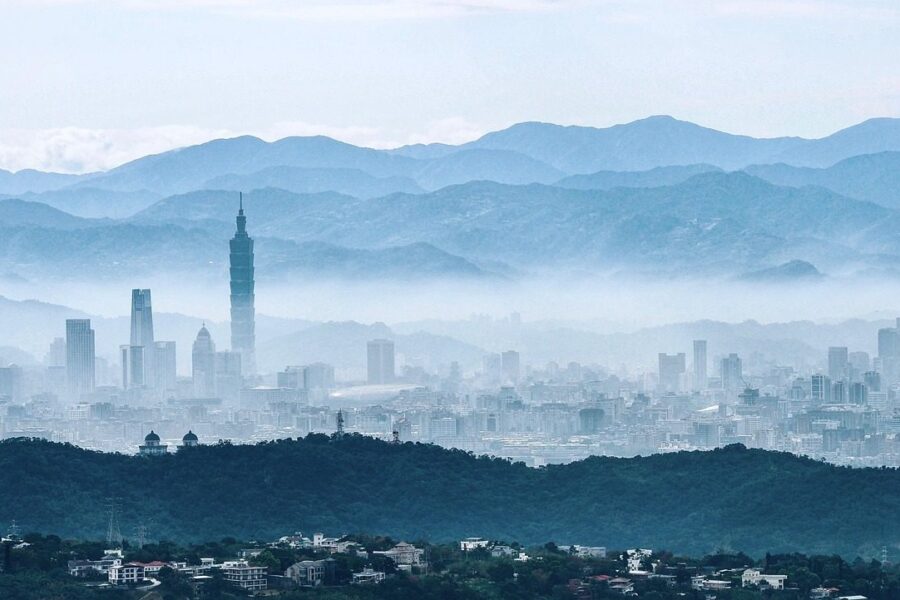 buildings, skyscrapers, tower, modern, fog, cityscape, outlook, structure, sky, famous, city, city centre, travel, asia, nature, panorama, taiwan, taipei, landscape