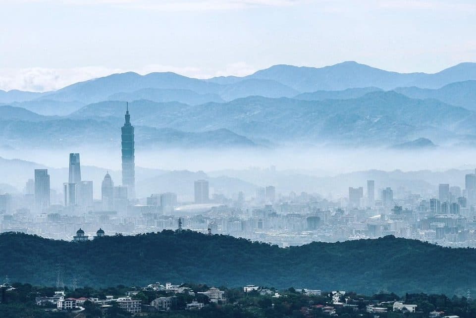 buildings, skyscrapers, tower, modern, fog, cityscape, outlook, structure, sky, famous, city, city centre, travel, asia, nature, panorama, taiwan, taipei, landscape