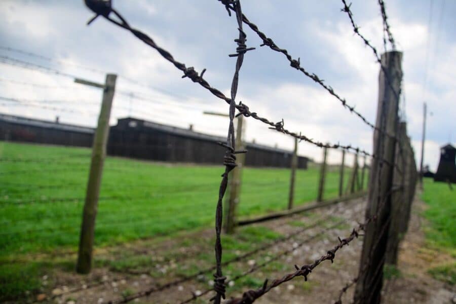 fence, holocaust, barbwire, crematorium, majdanek, chimney, concentration camp, concentration, camp, killing, poland, prison, history, genocide, ww2