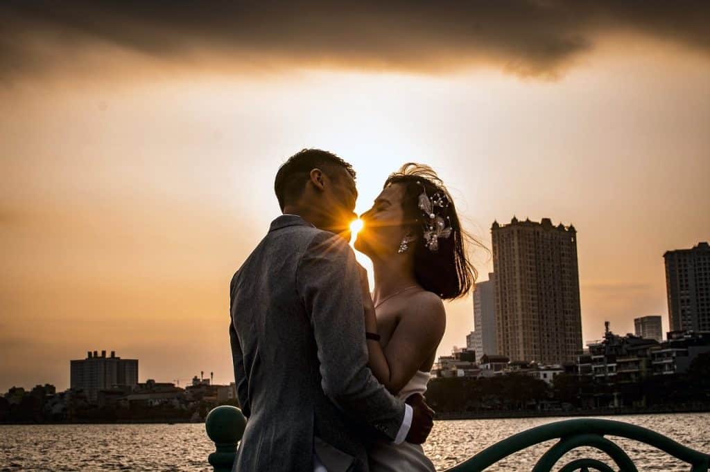 vietnam, kiss, couple, sky, nature, sunset, romance, brown kiss