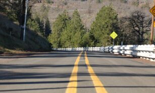 road, trees, pavement, street, road marking, double yellow line, oregon, countryside, rural, fence, nature, demarcation