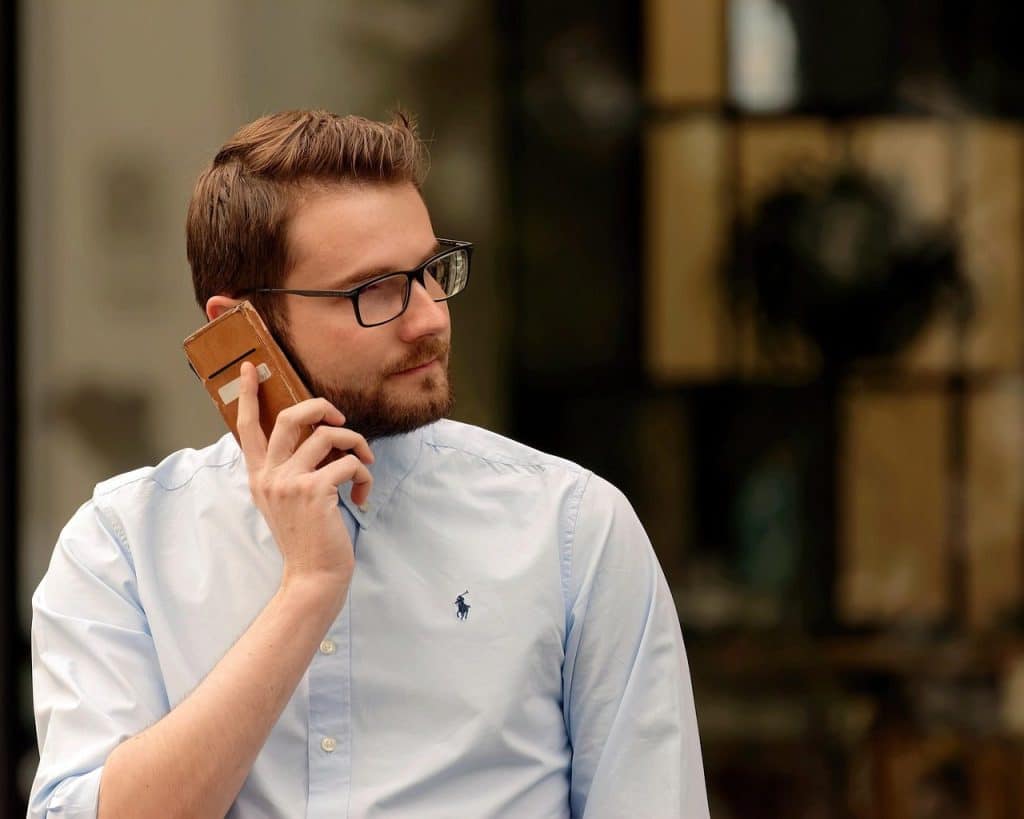 man, phone, call, smartphone, cellphone, speaking, talk, communication, beard, eyeglasses, shirt, portrait, style, outdoors, urban, snapshot, street photography