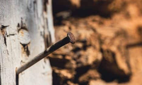 nail, metal, rust, iron, rusty, wall, wood, macro, closeup