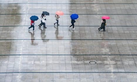 rain, people, umbrellas, wet, weather, nature, thunderstorm