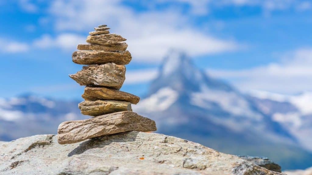 cairn, stone tower, balance, rock, stability, harmony, nature, stacked, matterhorn, mountain