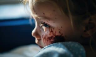 ai generated, girl, child, baby, kid, wounded, wound, injury, pain, trauma, emergency, hurt, injured, portrait