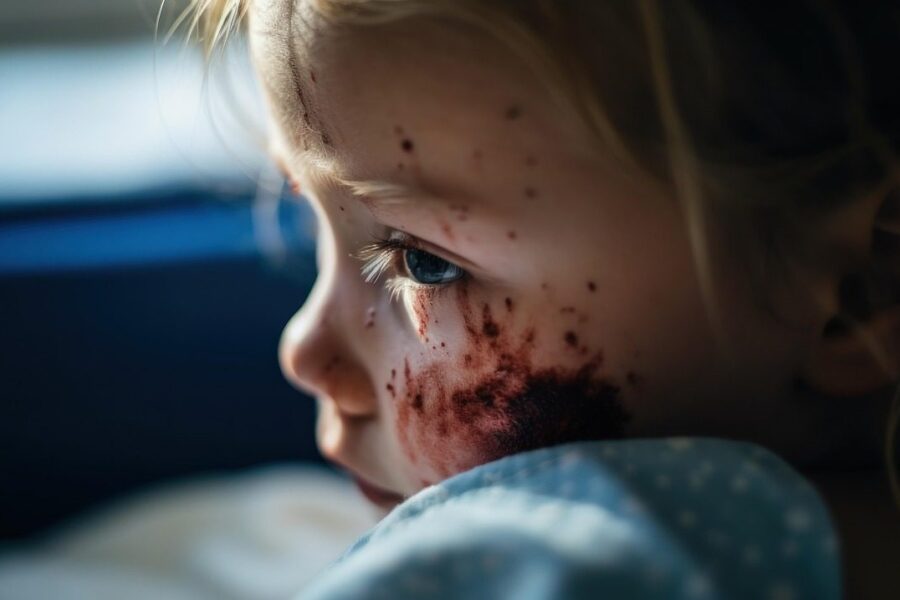 ai generated, girl, child, baby, kid, wounded, wound, injury, pain, trauma, emergency, hurt, injured, portrait