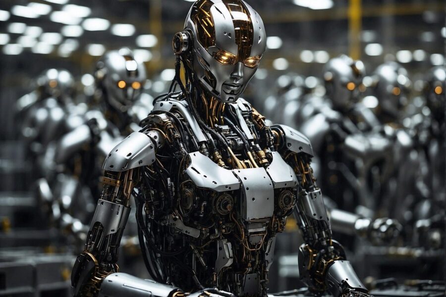 ai generated, robot, technology, android, drone, worker, factory, work, future