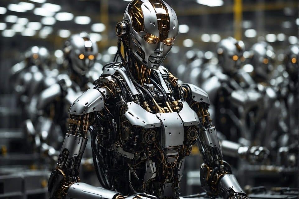 ai generated, robot, technology, android, drone, worker, factory, work, future