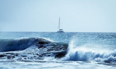 sailboat, sea, waves, atlantic ocean, nature, storm, spain, canarian island