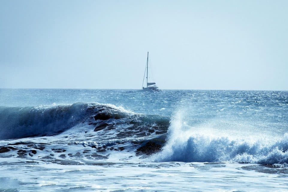 sailboat, sea, waves, atlantic ocean, nature, storm, spain, canarian island