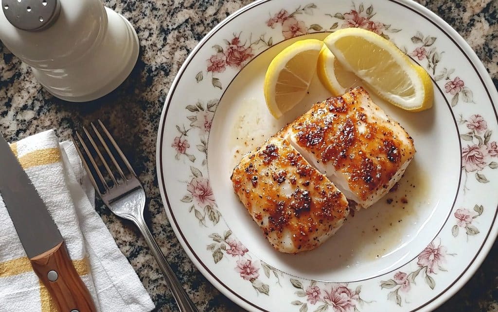 fish, baked, whitefish, lemon, garnish, food, meal, healthy, nature, seafood, cooked, herbs, elegant, delicious, homemade, cuisine, culinary, fresh, tasty, kitchen, dining, nutrition, recipe, gourmet, ai generated