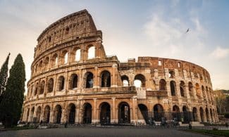 italy, rome, colosseum, sunset, nature, ancient architecture, travel, roman arena, tourists