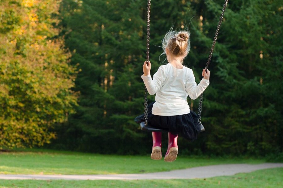 girl, nature, swing, rocking, autumn, fall, green, trees, young, play, fun, playground, happy, swinging, leisure, person, child, childhood, cheerful, little, outdoor, cute, green happy, green tree, green rock, green happiness, green fun