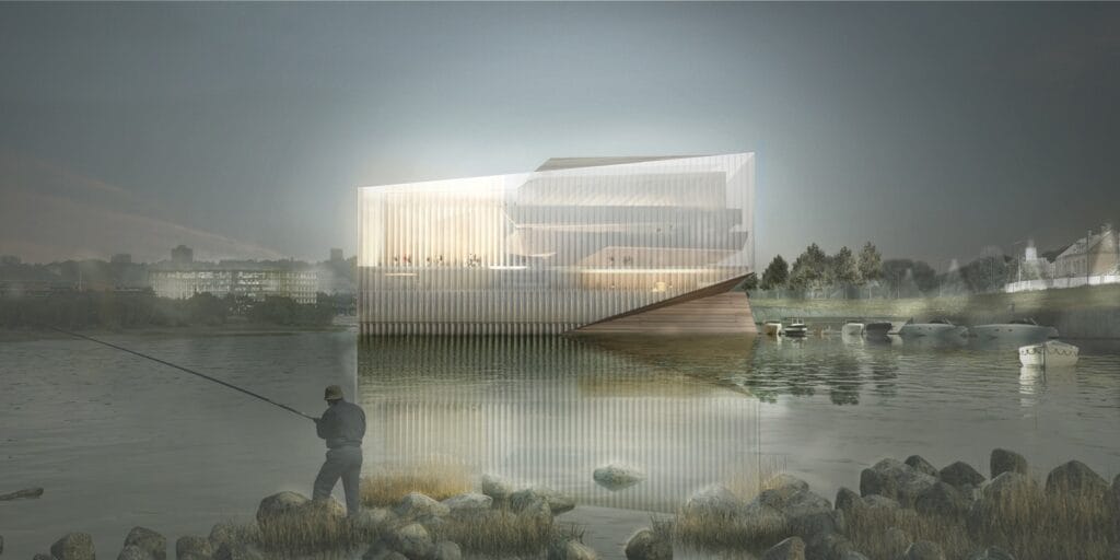 M. K. Čiurlionio koncertų centro stiklinio fasado vizualizacija