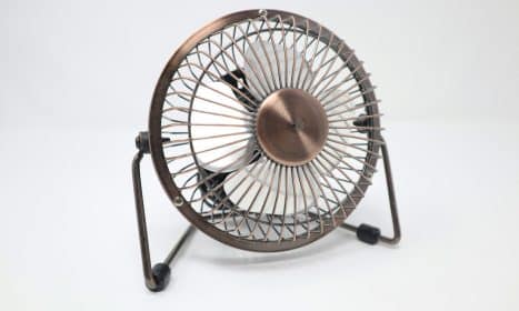 gray and white mini fan on white surface
