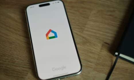 A close up of a cell phone on a table