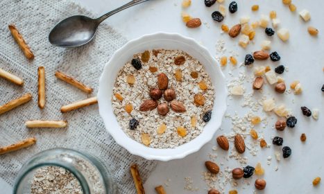 nuts and bowl of cereals