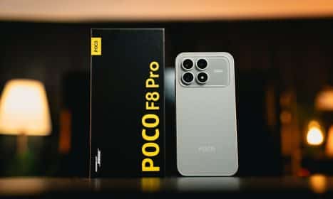 Poco f8 pro phone and its box
