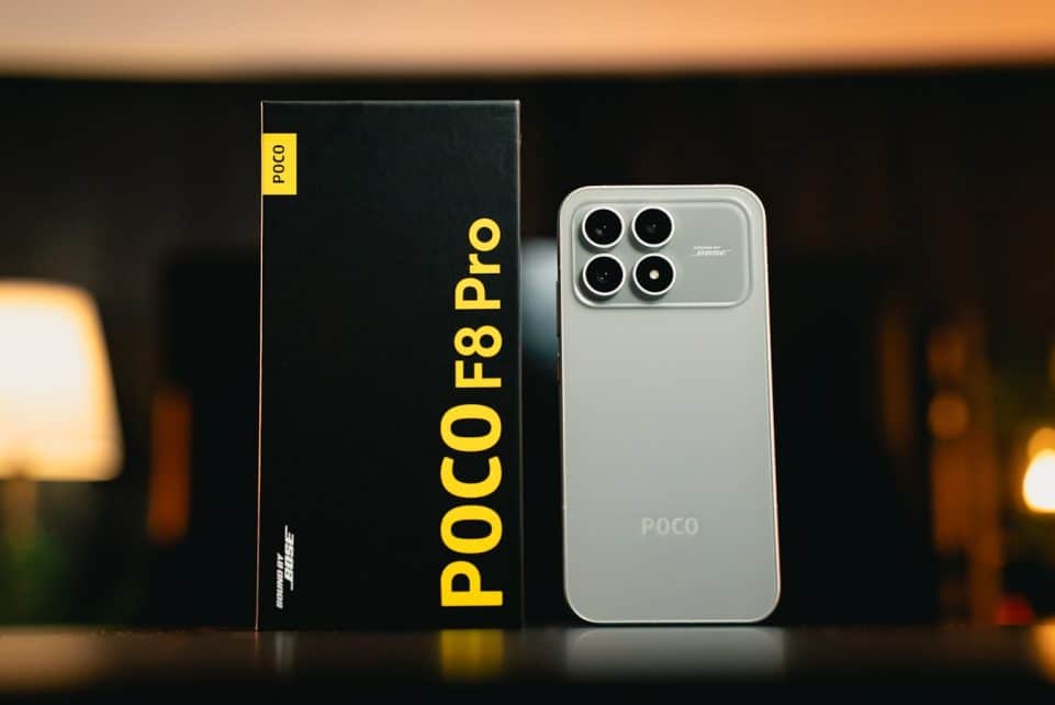 Poco f8 pro phone and its box