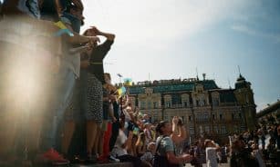 a group of people dancing