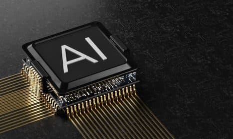 A computer chip with the letter ia printed on it