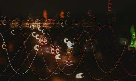 a blurry photo of a city at night