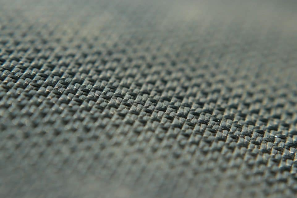 A close up view of a gray fabric