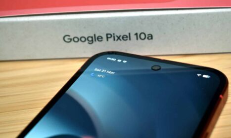 Google pixel 10a box with a smartphone