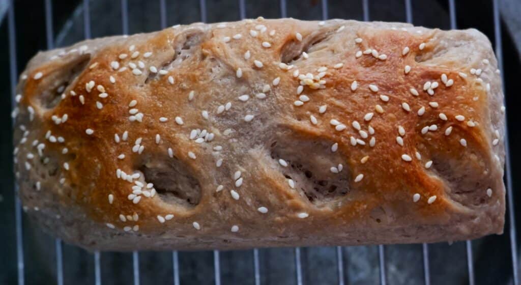 a loaf of bread sitting on top of a grill