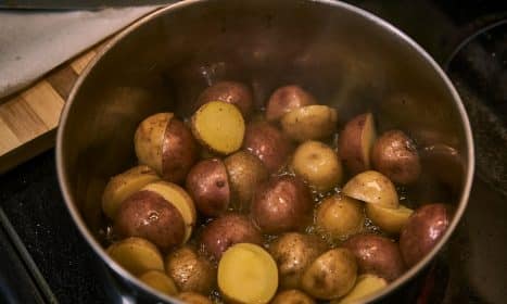a pot of potatoes