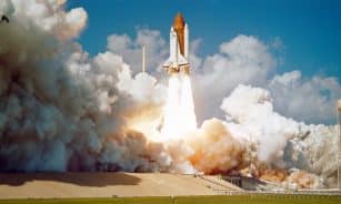 Space Shuttle Challenger launches from Kennedy Space Center