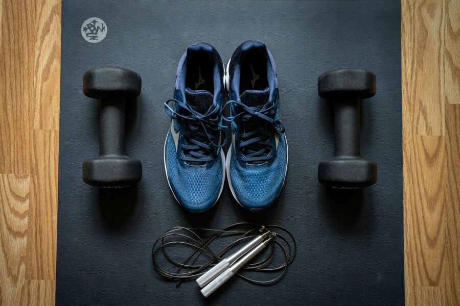 blue and black nike athletic shoes