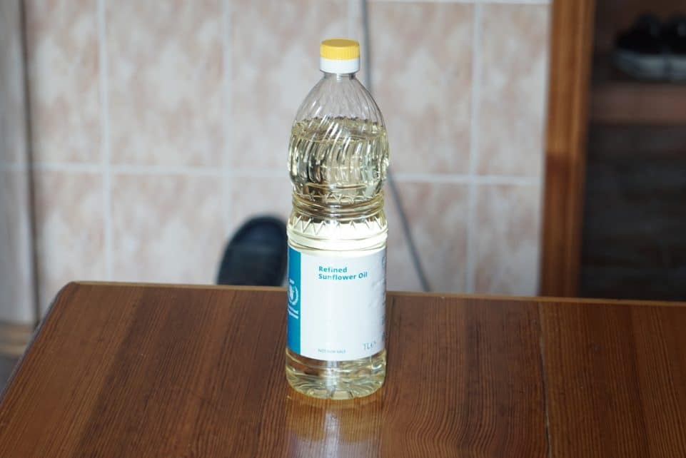 a bottle of water on a table