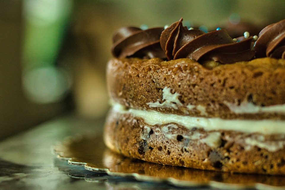 brown and white pastry on clear glass plate