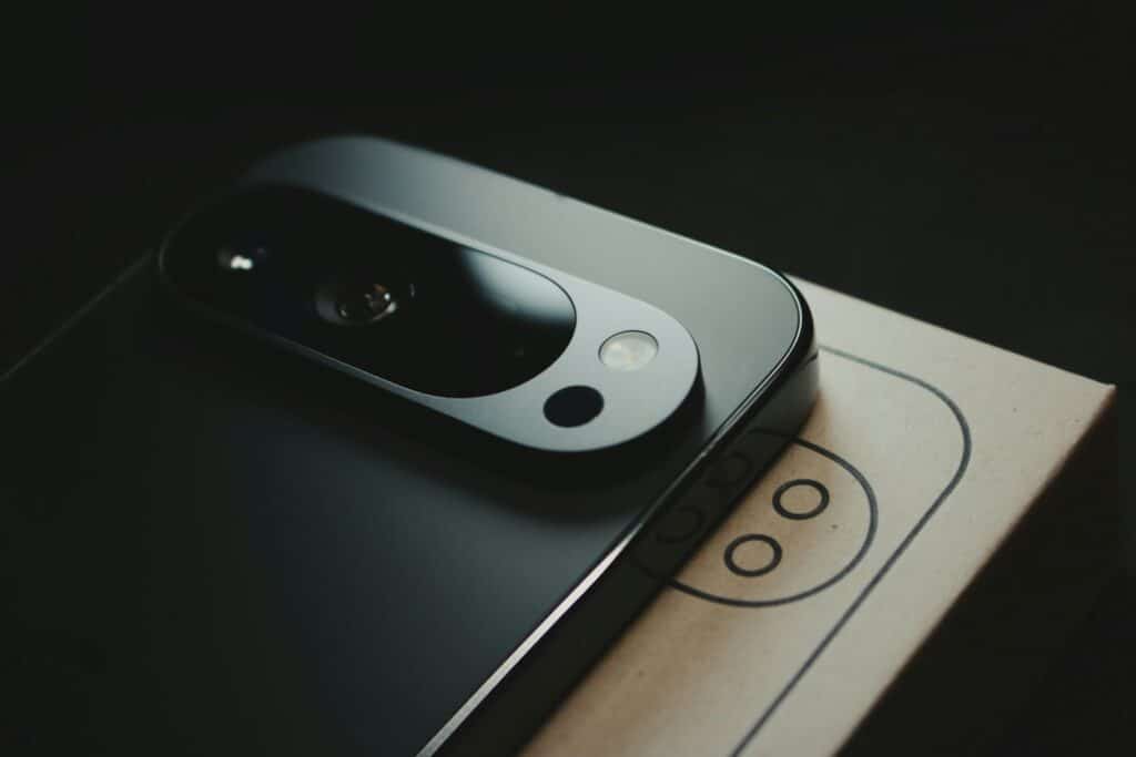 A close up of a cell phone on a table