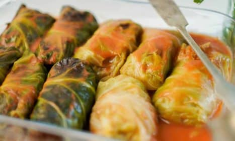 cooked food on stainless steel tray