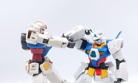 white red blue and yellow robot toy