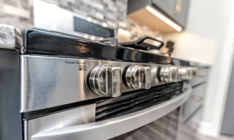 a close up of a stove and oven in a kitchen