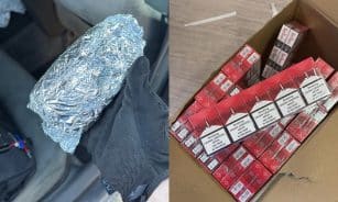 Kontrabandinės cigaretės ir narkotinės medžiagos. ELTA nuotr.